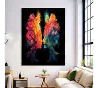 Kiss Tree Canvas Paintings on the Wall Art Posters and Prints, Watercolor Splash Ink Pictures Living Room Office Modern Home Decoration, 30x40cm Artistic Canvas Print, Black