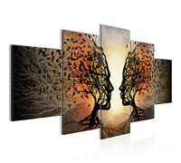 Kiss Tree Couple Canvas Wall Art Non-woven 5 Pieces Love black orange Bedroom Living Room 041253a
