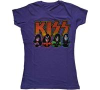 KISS T Shirt Band Logo Faces and Icons new Official Womens Skinny Fit Purple