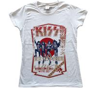 KISS T-Shirt Destroyer Tour '78 – Women's Skinny Fit Short Sleeve Band Logo – White XL