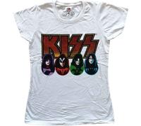 KISS T Shirt Logo Faces and Icons Band Logo Official Womens Skinny Fit White XS