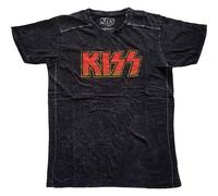 KISS T Shirt Classic Band Logo Official Mens Black Snow Wash M