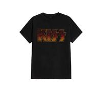 Kiss Men's T-Shirt - Classic Logo Vintage, Official Distressed - Black X-Large