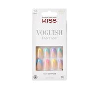 KISS Voguish Fantasy "Multicolor" Colourful Medium Length Coffin Shape - 28 Salon Quality Press On Art Nails for Sticking DIY, 2g Nail Glue, 1 Manicure Stick, 1 Mini File