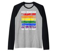 kiss Whoever You Want LGBTQI Rainbow Flag Raglan Baseball Tee