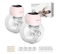 KISSBOBO ABP-1508PRO Electric Breast Pump, Wearable Breast Pump Hands Free Portable,4 Modes 12 Levels, Low Noise Painless Rechargeable Wireless Electrical W/ 21/24MM Flanges(Pink 2PCS)
