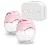 KISSBOBO Electric Breast Pump - Portable, Rechargeable, Hands-Free with 3 Modes & 8 Adjustable Levels, Low Noise (Pink 2PCS)