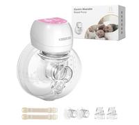 KISSBOBO Hands Free Breast Pump Wearable with Storage Bag, Wearable Breastfeeding Pump Strong Suction, Low Noise, 3 Modes 9 Levels, with 21/24mm Insert/Flange, 1 Pack (Pink)