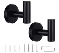 KissDate 2 Pack Bathroom Towel Hook, Matt Black Coat Hook Wall Towel Hooks Coat Hook Bathroom Robe Hook SUS 304 Stainless Steel Heavy Duty Door Hanger Shower Robe Hand Hooks Brushed Nickel Towel Hook