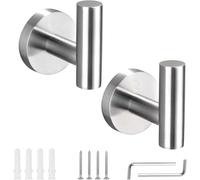 KissDate 2 Pack Towel Hooks, Wall Coat Hook Bathroom Matte Sliver Robe Hook SUS 304 Stainless Steel Heavy Duty Door Hanger Clothes Cabinet Closet Sponges Hook Shower Robe Hand Hooks for Bathroom