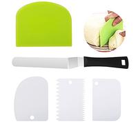 KissDate Cake Scraper,5Pcs Dough Scraper Set with Stainless Steel Cake Cream Spatula,Cream Edge Smoothing Combing Tool for Cake Decorating Baking