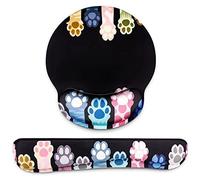 KissDate Cute Black Memory Foam Keyboard Rest for Home Gaming and Office, Cat Paw Wrist Support Mouse Pad