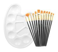 KissDate Paint Brushes, Set of 12 Brushes with Palette, Nylon Brushes for Professional Watercolor for Artisan Painting (Black)