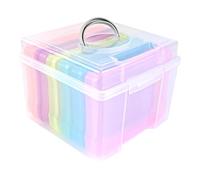 KissDate Photo Storage Box with Handle 5x7 5R Photo Case, 6 Colorful Inner Photo Keeper, Clear Photo Boxes Storage, Seed Organiser, Craft Storage Box for Cards Pictures Stamps Office Supplies