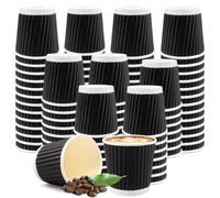 KisSealed 200 Pack 4 oz Paper Cups,Disposable Espresso Coffee Cups, Black Paper Drinking Cup,Hot Coffee Cup,Beverage Cups for Party,Picnic,Travel and Events