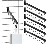 KisSealed 6 Pack Gridwall Waterfall Faceout with 5 Hooks, 16.5 Inch Heavy Duty Grid Wall Display Hangers, Metal Straight Arm Hooks for Wire Grid Retail Clothing, Bags, and Slatwall Accessories