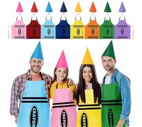 KisSealed 8 Set Crayon Themed Costume for Adults,Color Crayon Apron and Gnome Cone Hats Funny Outfit for Men Women Party,Fancy Dress Group Cosplay & Carnival Costume