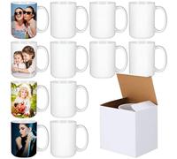 KisSealed Set of 12 Sublimation Mugs Blank,15oz Coffee Mugs White Ceramic Sublimacion Cups with Box,Bulk Mugs for Coffee Tea Latte Hot Cocoa,Tazas Para Sublimacion
