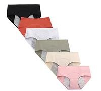 Kissecret Cotton Menstruation Panties for Teens Girls 6 Pack Breathable Leak Proof Protective Underwear, Style1, M