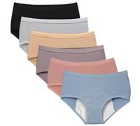 Kissecret Teenage Girls Cotton Menstrual Underwear Pack of 6 Breathable Strong Flowing Leak Proof Panties, Style 3, S