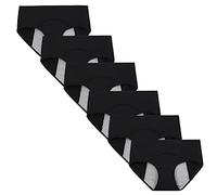 Kissecret Teenage Girls Cotton Menstrual Underwear Pack of 6 Breathable Strong Flowing Leakproof Panties, 6 Black, S