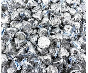 KISSES BULK - 2 LBS Milk Chocolate Candy, Best & Freshest Chocolate Kisses Silver Foils - Individually Wrapped Bulk Pack for Birthday Cake, Christmas, Gifts, Candy Boxes & Recipes
