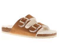 Kisses Joyce Womens Mule Slippers Tan, Brown, 3