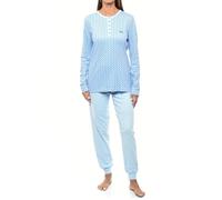 Kisses&Love Women's Long-Sleeved Cotton Pajamas KLP1 Light Blue