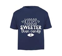 Kisses Sweeter Than Candy [BBY6] Short Sleeve Cotton Toddler t Shirt, 1-2 Years, Navy