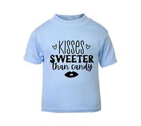 Kisses Sweeter Than Candy [BBY6] Short Sleeve Cotton Toddler t Shirt, 2-3 Years, Pastel Blue