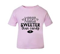 Kisses Sweeter Than Candy [BBY6] Short Sleeve Cotton Toddler t Shirt, 3-4 Years, Pastel Pink