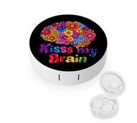 Kisses Your Brain Contact Lens Case with Mirror Travel Kit | Portable Contact Lens Box,for Daily Outdoor Travel