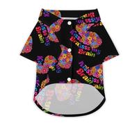 Kisses Your Brain Soft Pet Button Shirt Hawaii Pet Clothes | Summer Dog Clothes,Printed Puppy Outfit,Short Sleeve Beach Shirt for Cat Dog