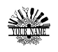 Kissesuu Barber Shop Metal Wall Art, Woman Face Beauty Center Metal Wall Decor,Custom Barber Shop Sign, Personalized Hair Dresser Metal Sign, Hair Salon Sign, Hair Stylist Sign (Barber D)