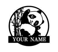 Kissesuu Custom Cute Panda Metal Wall Art Sign, Personalized Lazy Panda Name Metal Sign, Wild Panda Sleeping Metal Wall Hanging Sign, Kids Room Decor (Panda F)