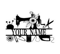Kissesuu Custom Floral Sewing Metal Wall Art Sign, Personalized Sewer Name Sign, Medium Size, Wall Mount, Sewing Room Decor, Gift for Grandma, Mother's Day Gift