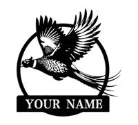 Kissesuu Personalized Pheasant Metal Wall Art, 12 inches x 12 inches, Custom Text, Wall Mount, Rustic, Animal, Bird, Hunting Sign Home Decor