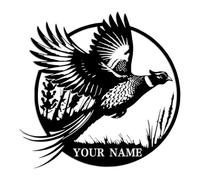 Kissesuu Personalized Pheasant Metal Wall Art, 12 inches x 12 inches, Custom Text, Wall Mount, Rustic, Animal, Bird, Decorative Signs