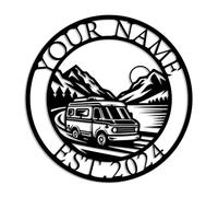 Kissesuu Personalized RV Trailer Metal Sign, Custom Bus Camping Car Metal Wall Art,Camp Decor Custom Camping Metal Wall Art For Campsite Decor, Happy Campers Sign, Camper Gift (Style-4)