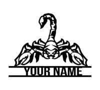 Kissesuu Personalized Scorpion Metal Wall Art, Custom Scorpion Lover Name Sign Home Decor, Black Scorpion Metal Wall Art Scorpio Decor,Pet Insect Kid Nursery Decoration Birthday Gift (Scorpion-2)