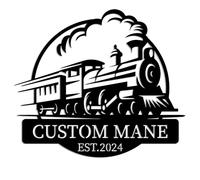 Kissesuu Personalized Train Metal Art Sign, Custom Steam Engine Train Locomotive, 12x18 inches, Wall Mount, Vintage Style, DECORATIVE_SIGNAGE