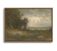 KISSFOX Vintage Landscape Canvas Wall Art Summer Farmhouse Countryside Scene Framed Wall Art Natural Rustic Tree Painting Art Prints Artwork For Living Room Bedroom Kitchen