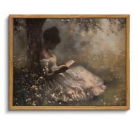 KISSFOX Vintage Portrait Framed Wall Art Mid Century Modern African American Canvas Art Rustic Black Girl Paintings Artwork Woman Reading Art Prints For Kitchen Living Room Bedroom