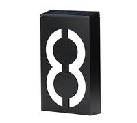 KISSHAKE Solar House Numbers, 7.3" Smart Control Lighted Address Signs, Black, Modern Minimalist Style, Plastic, Wall Mount, Outdoor, Permanent, Residential