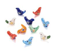 Kissiity 10Pcs Ctue Pigeon Ceramic Beads Handmade Floral Bird Craft Bead Pigeon with Flower Pattern Porcelain Beads Animal Spacer Loose Bead 12.5-13mm for DIY Crafts Bracelet Necklace Jewelry Making