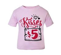 Kissing Booth Sign [Style Two] (Romantic Quotes for Couples, Anniversary) Short Sleeve Cotton Toddler t Shirt, 3-4 Years, Pastel Pink