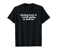 Kissing Boys Is Worth Going To Hell For Y2K Gay Pride Meme T-Shirt