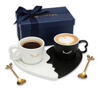 Kissing Cups Set, Coffee Cups Gift for Men and Women for Wedding, Partner Cups, Couples Coffee Mug, 200 ml Ceramic Cup with Saucer, for Bride and Groom, Engagement, Valentine's Day