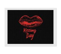 Kissing Day Diamond DIY Painting Kits Horizontal Round Full Drill Digital Art Craft for Home Office Wall Decor 12"x16"