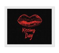 Kissing Day Diamond DIY Painting Kits Horizontal Round Full Drill Digital Art Craft for Home Office Wall Decor 16"x20"